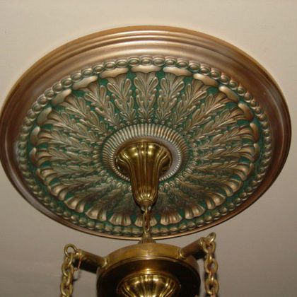 Copper Ceiling Medallion with Verdigris Glaze