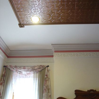 Faux Leather finish on armstrong ceiling tiles in Victorian kitchen