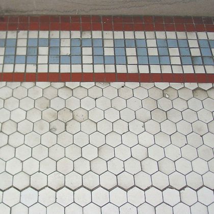 Worn encaustic tiles