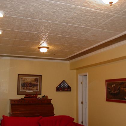Tin Ceiling in White with Bronze Filler