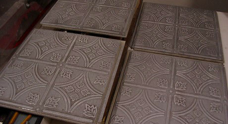 Antique silver Armstrong ceiling tiles