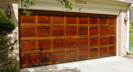 Refinished mahogany garage door