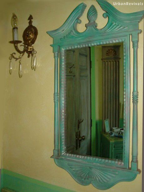 Verdigris Mirror with Color Washed Walls